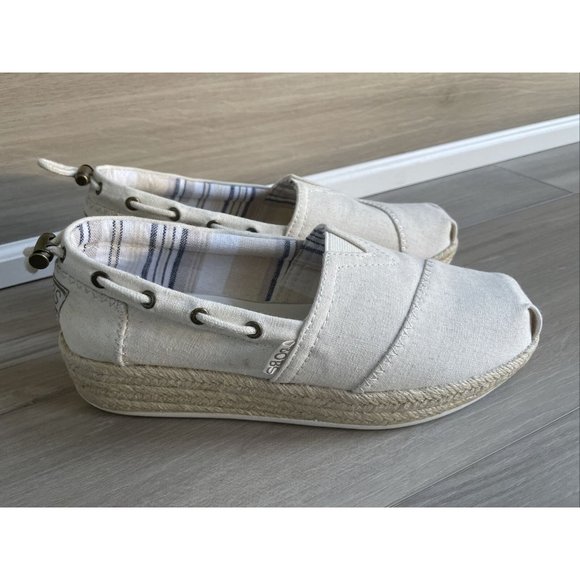Bobs From Skechers Memory Foam Platform Shoes Size 6.5 womens beige ivory tan - Picture 1 of 10